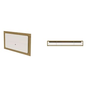 Rack com Painel Oslo 220 Cm para Tv até 75 Polegadas Off White Gloss/Freijó
