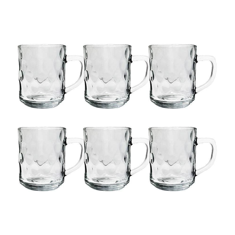 Kit 6 Canecas De Vidro Bubles Relevo Em Casa Tem 245ml