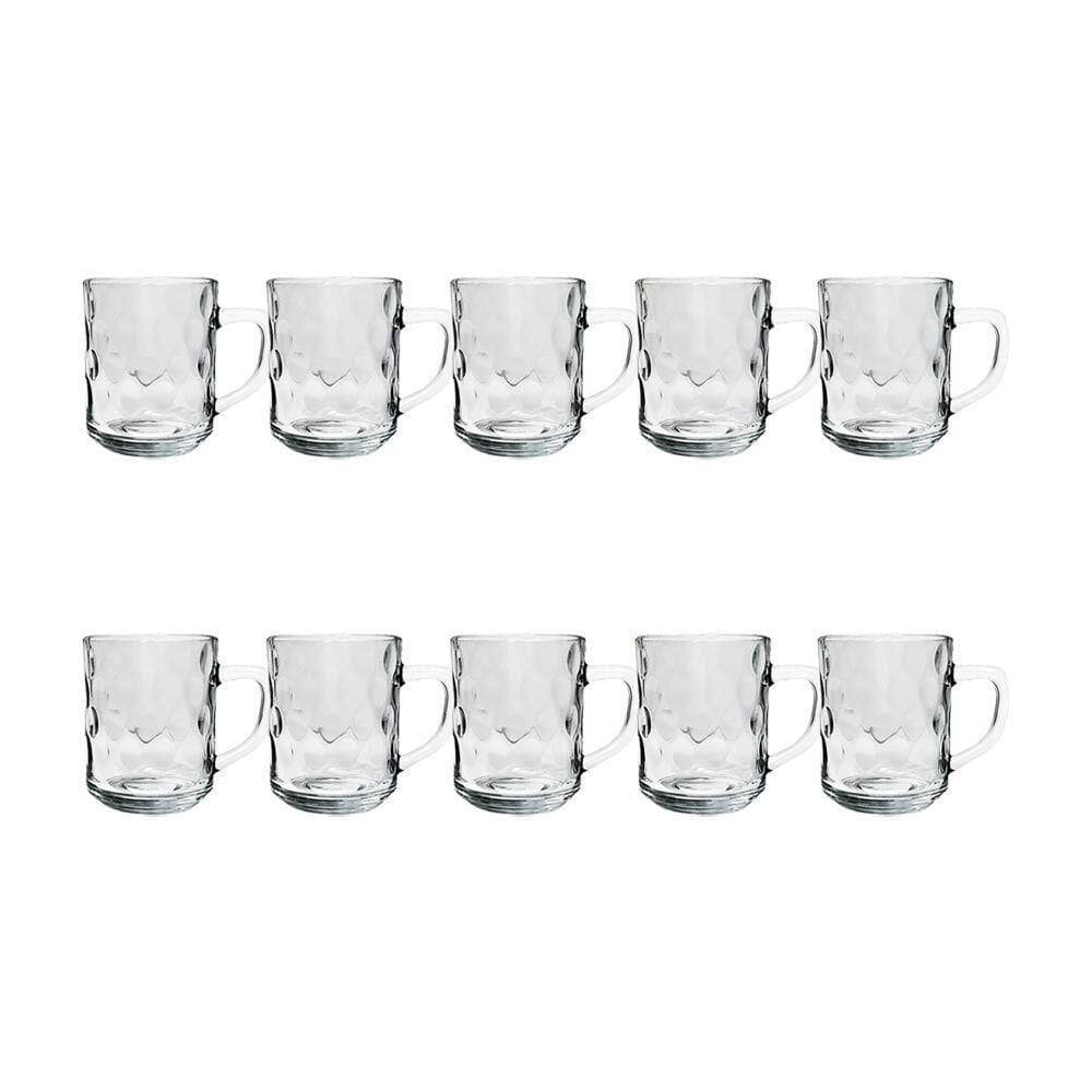 Kit 10 Canecas De Vidro Bubles Relevo Em Casa Tem 245ml