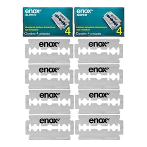 Kit 8 Lâminas De Barbear Aço Inoxidável Para Barbeador Navalha Super Duplo Fio Enox