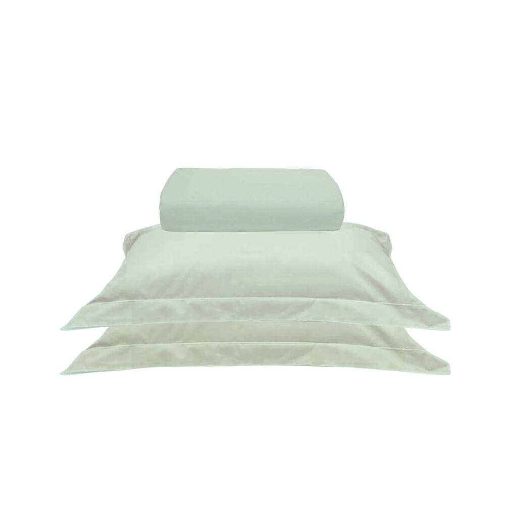 Kit Lencol Elástico e Fronha Queen 230 Fios Reffinata Buettner Verde Menta