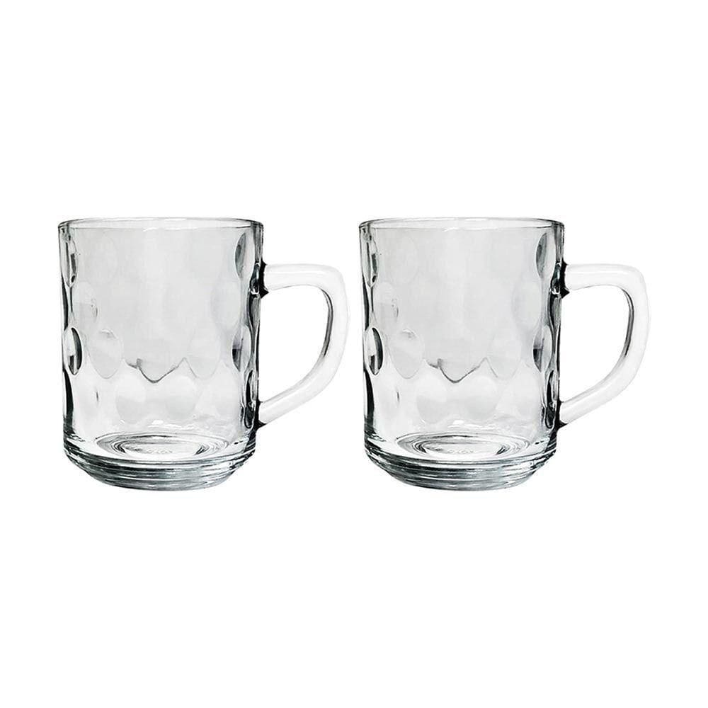 Kit 2 Canecas De Vidro Bubles Relevo Em Casa Tem 245ml