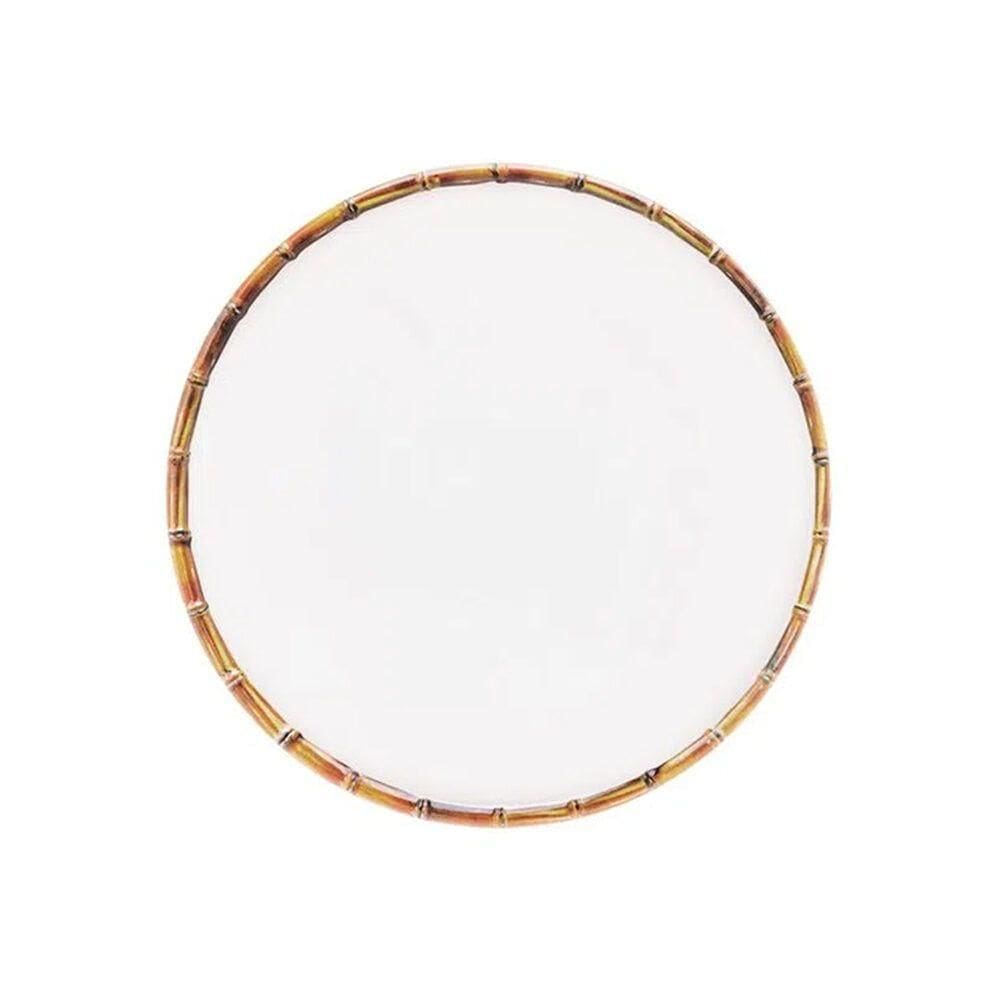 Jogo 4 Pratos Raso 27cm Borda De Bambu Melamina Branco