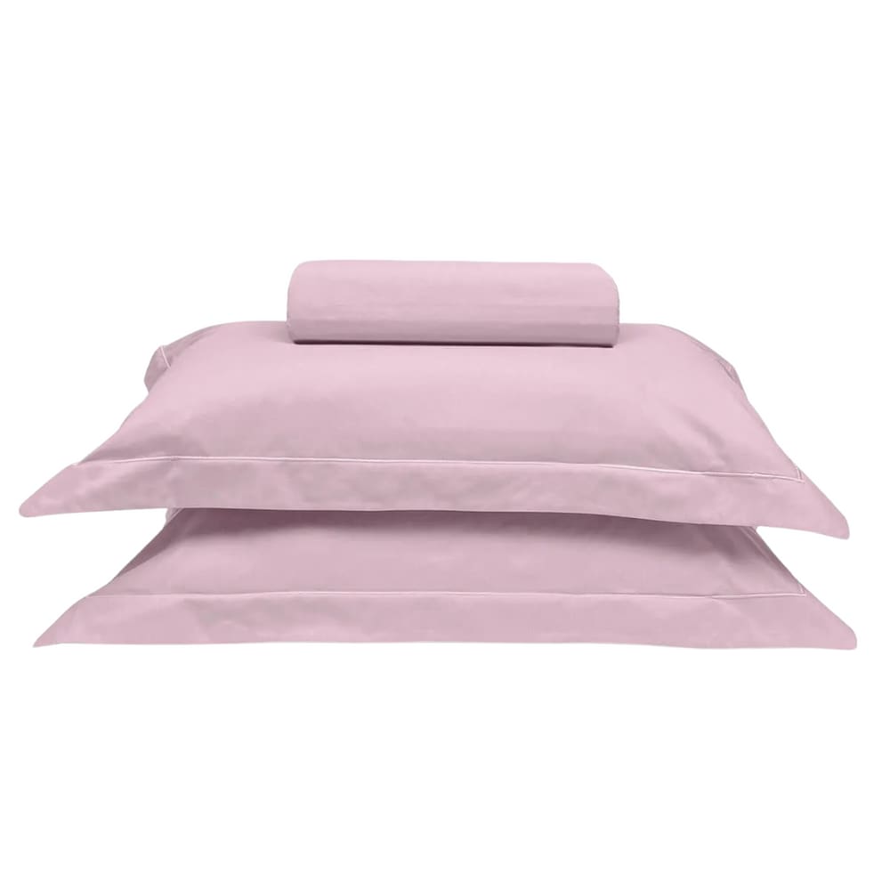Kit Lencol Elástico e Fronha Queen 230 Fios Reffinata Buettner Rosa
