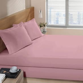Kit Lencol Elástico e Fronha King 230 Fios Reffinata Buettner Rosa