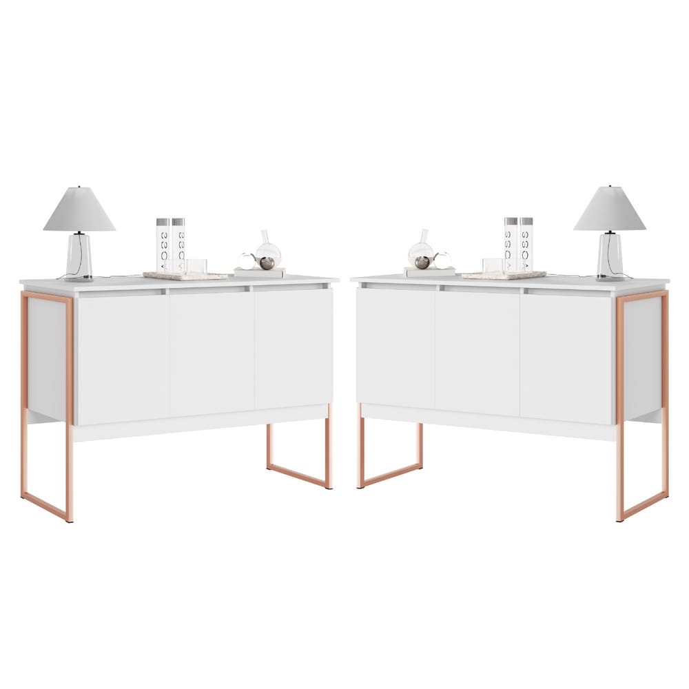 Conjunto de Buffets Industriais Milão Branco Cobre