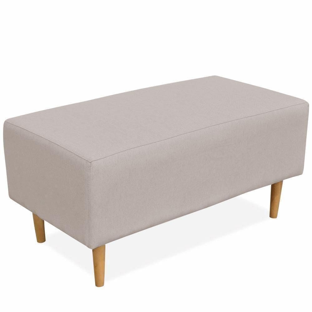 Puff Sala De Estar Cléo W01 Pés Palito 90 Cm Linho Bege