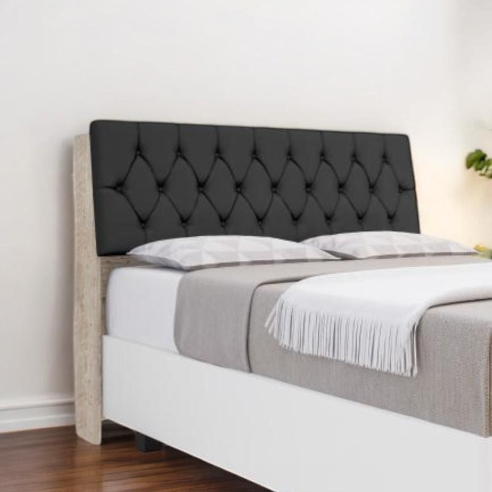 Cabeceira Estofada Ísis Solteiro Amarula com Capitonê Preto