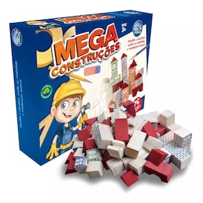 Mega Construções Brinquedo Didático De Montar Com 76 Blocos Em Madeira - Pais E Filhos