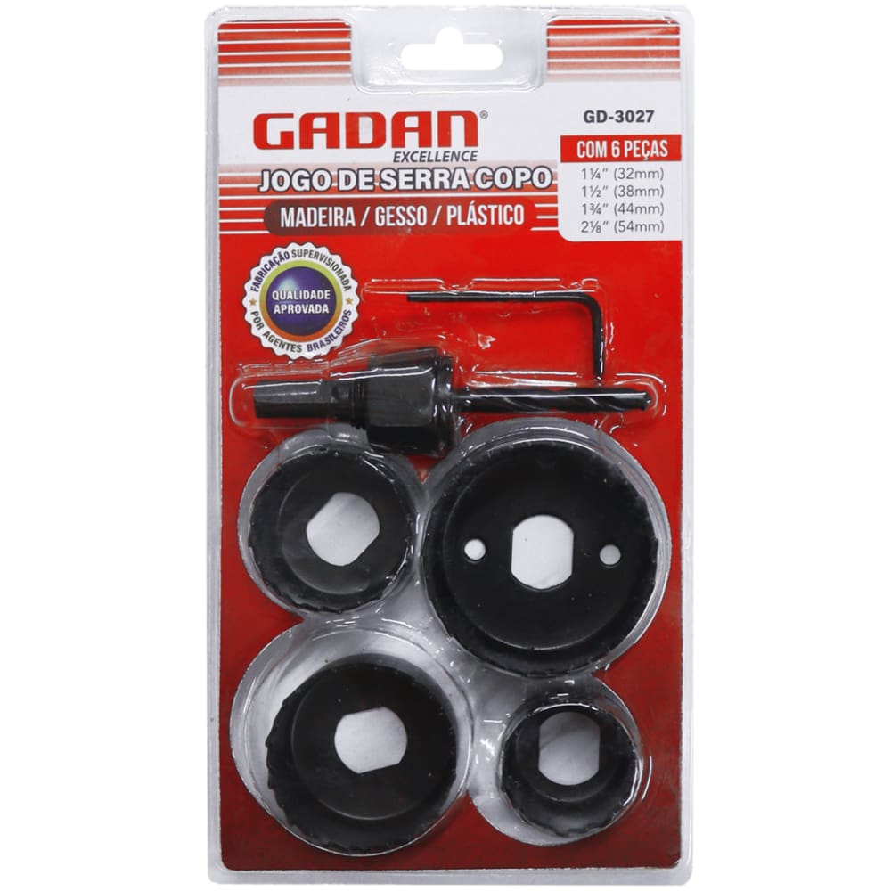 Jogo Serra Copo Para Madeira Gesso Plástico Pvc Com 6 Peças