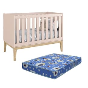 Berço Mini Cama Classic Pés Madeira Natural com Colchão D18 - Reller Móveis