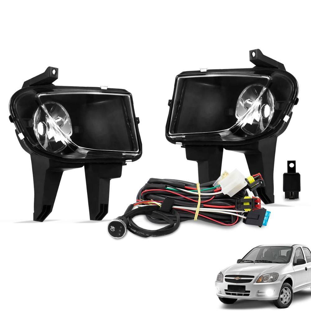 Kit Farol de Milha Celta 2007 a 2015 Prisma 2007 a 2012 Botão Touch