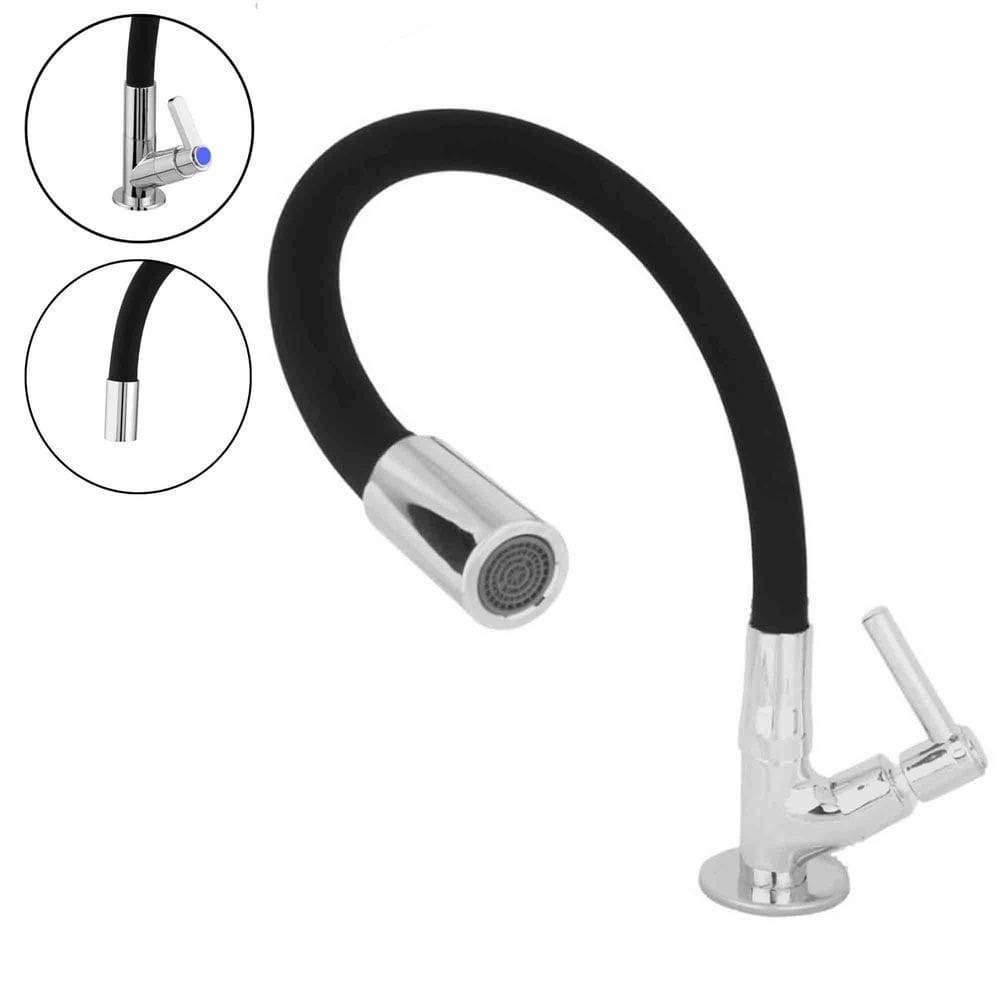Torneira Cozinha Silicone Gourmet Articulado Flexivel 360 Metal Cromado Bancada Mesa Pia