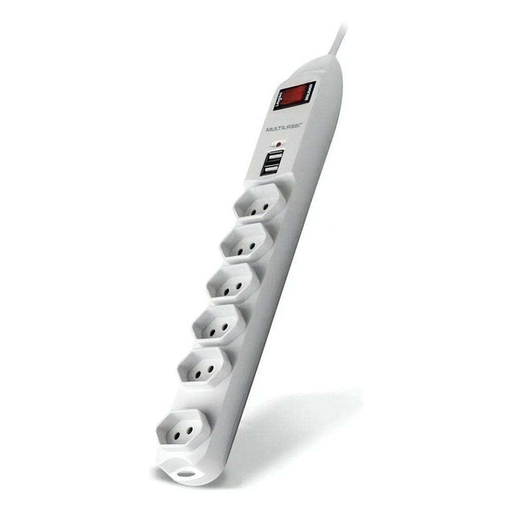 Filtro De Linha 6 Tomadas E 2 Entradas USB Extensão Elétrica Multilaser WI251