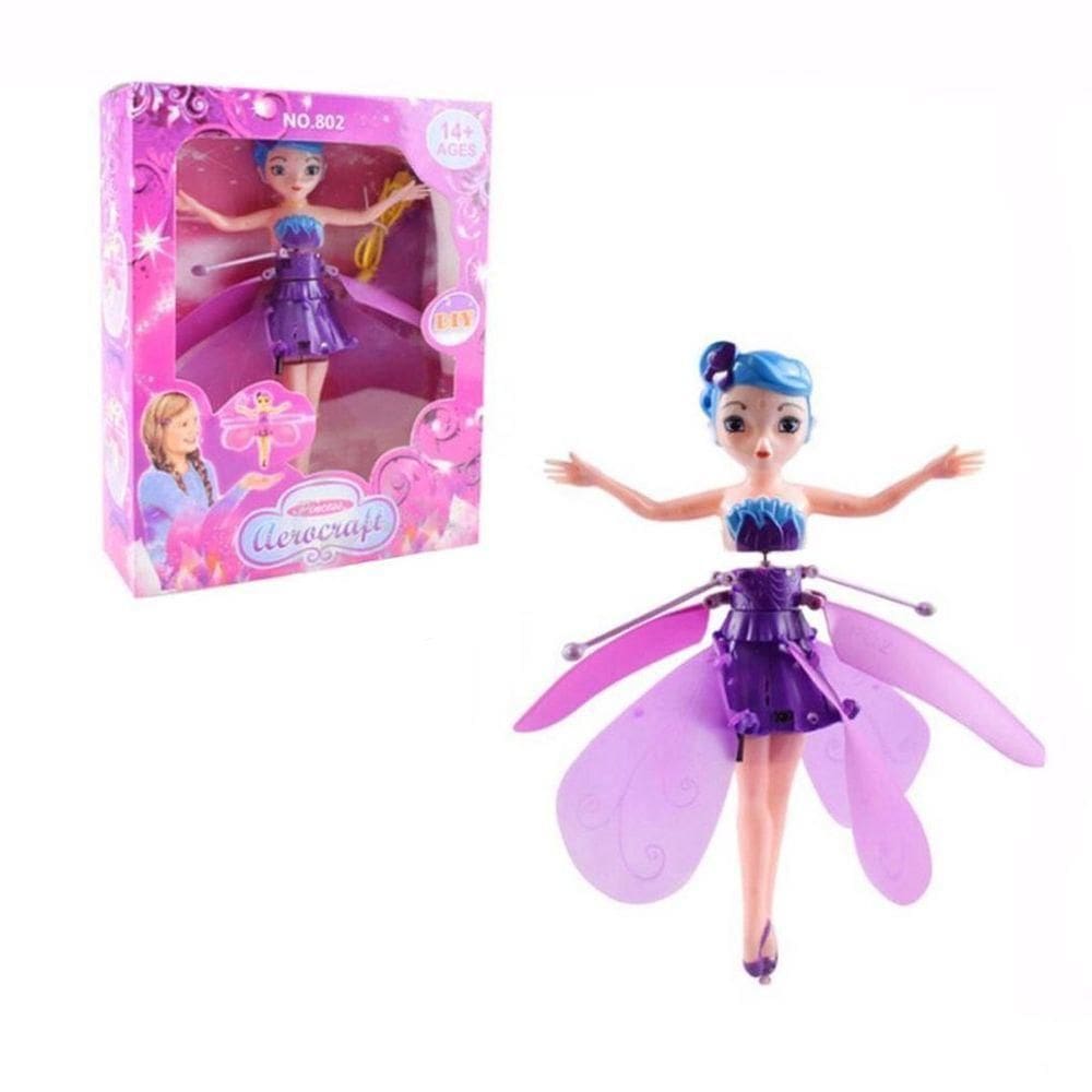 Boneca Princesa Aerocraft Fada Voadora Roxo 19Cm Sensor Nº5