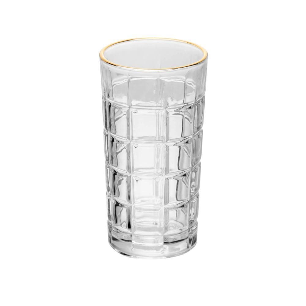 Copo Alto de Cristal com Fio de Ouro Square 360ml - Lyor