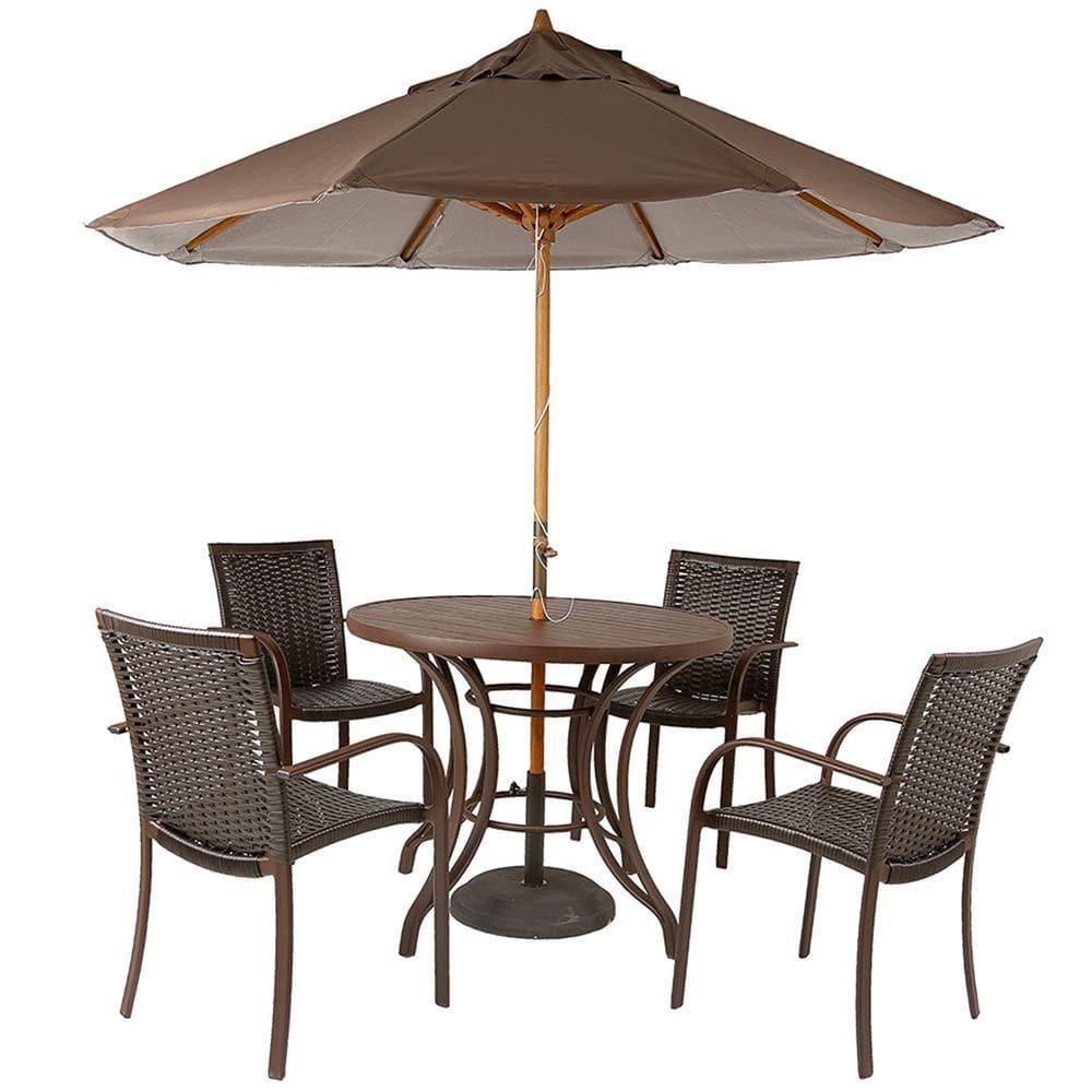 Combo 4 Cadeiras Fibra Tabaco E Mesa  E  Marrom