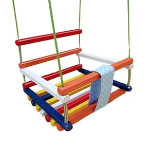 Balanço Gangorra Infantil Madeira 50x40 Colorido Até 100kg