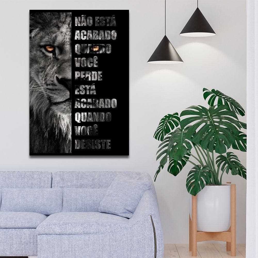Quadro Leão Nunca Desista