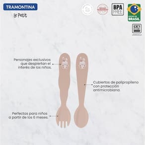 Jogo De Tralheres Infantil Tramontina Le Petit Rosa 02Pçs