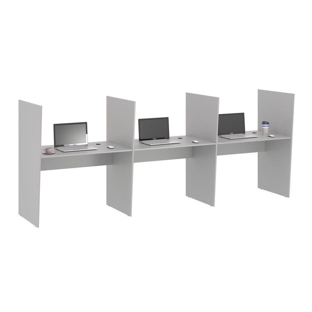 Mesa De Atendimento 3 Lugar Iron Cinza