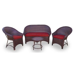 Conjunto De Sofá 1 Sofá +2 Poltronas +1 Mesa Centro Vermelho
