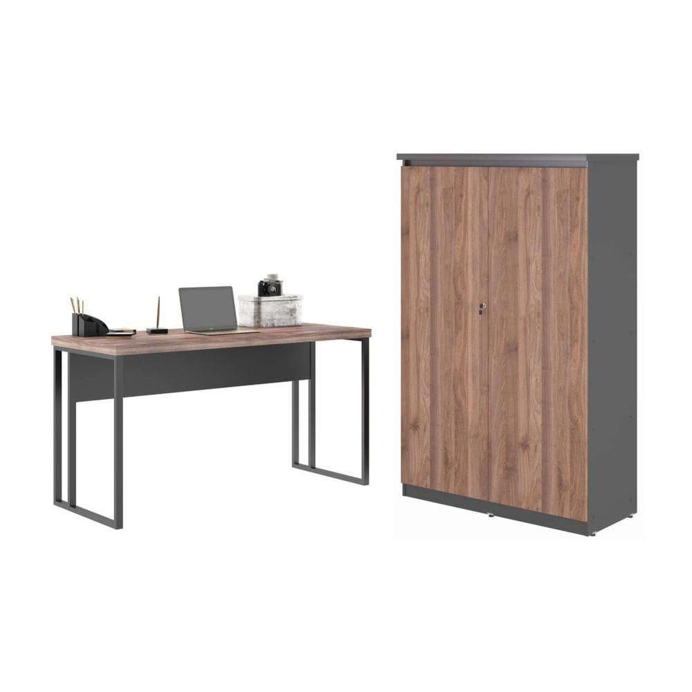 Escrivaninha 1.2 Com Armário Dubai Noce Preto