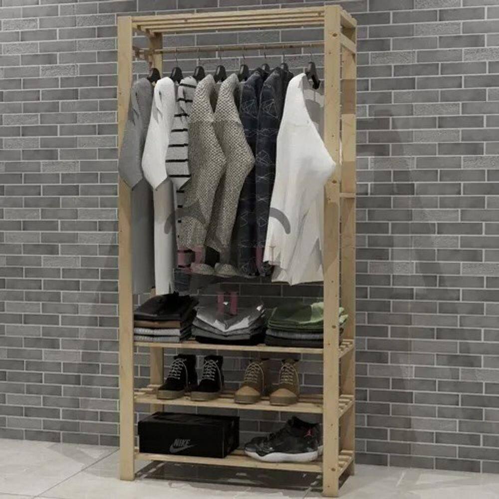 Arara De Closet Aberta Cabideiro Tripla Prateleira