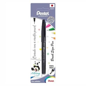 Blister Caneta Brush Sign Pen Preta Ponta Pincel Uso Artístico Ideal Para Lettering - Pentel