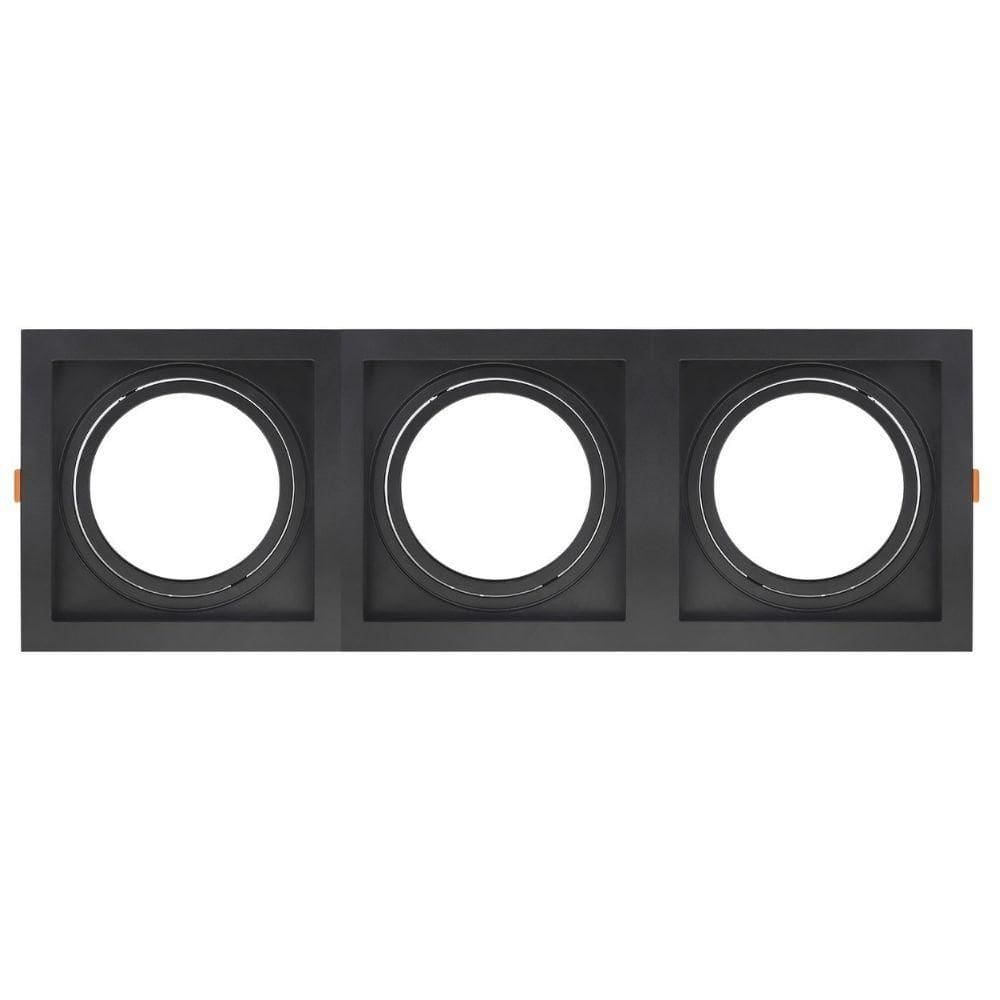 Spot De Embutir Quadrado Recuado Triplo Ar111 Direcionável Preto