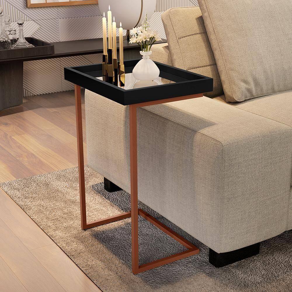 Mesa De Apoio Calabria Preto Pe Bronze