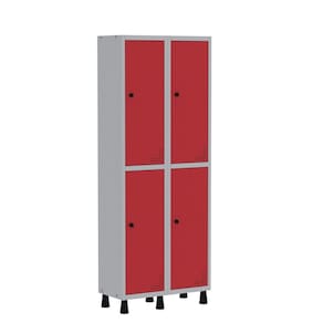 Roupeiro Aco Light 2v 04 Portas Gr302/4 Cinza/Vermelho