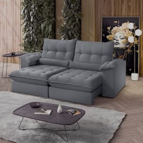 Sofá Retrátil Reclinável Molas Ensacadas Chicago 270 Cm Cinza