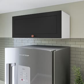 Armário Aéreo 1 Porta Basculante Pérola Yescasa Branco / Preto