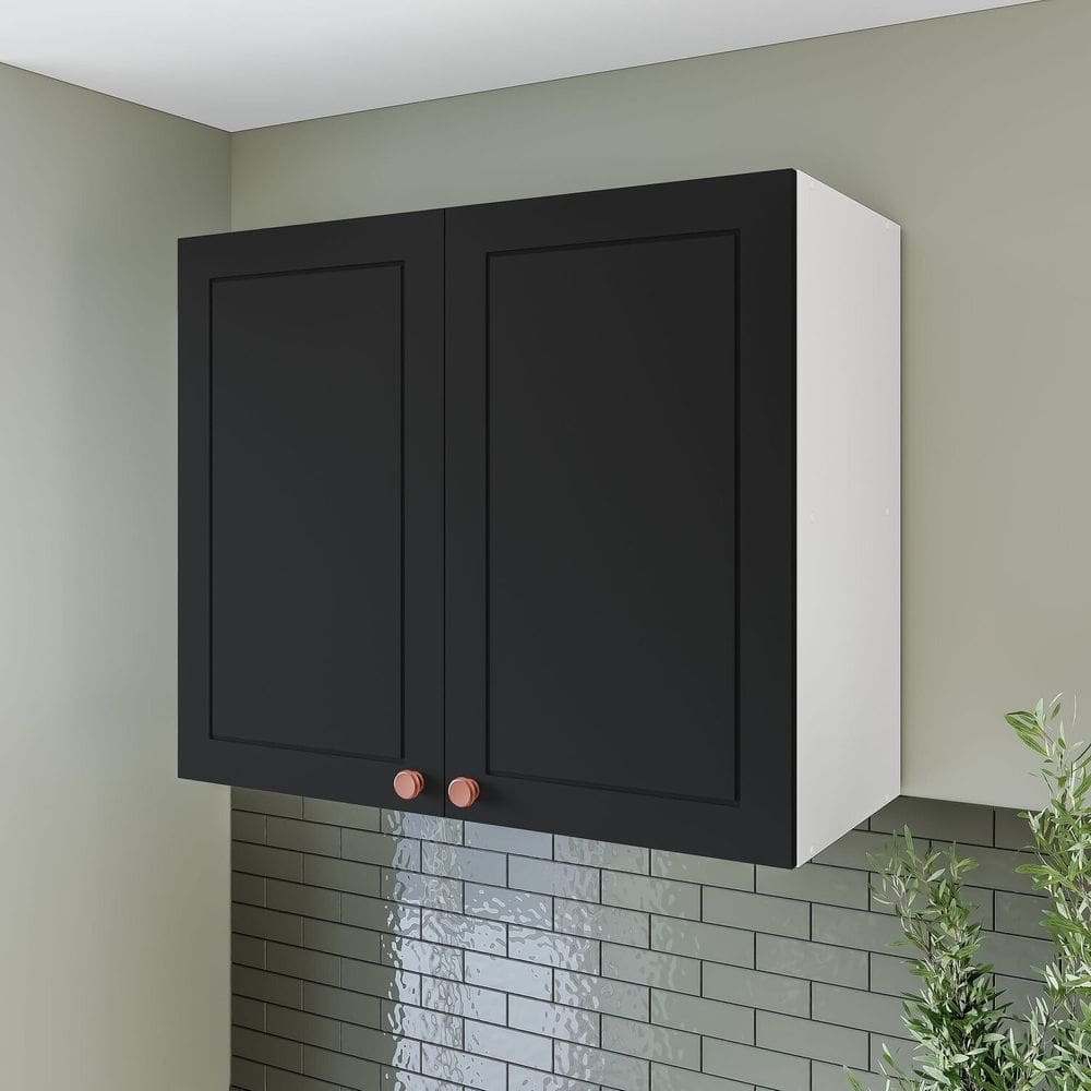 Armário Aéreo 2 Portas 80 Cm Pérola Yescasa Branco/Preto
