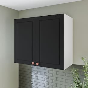 Armário Aéreo 2 Portas 80 Cm Pérola Yescasa Branco/Preto