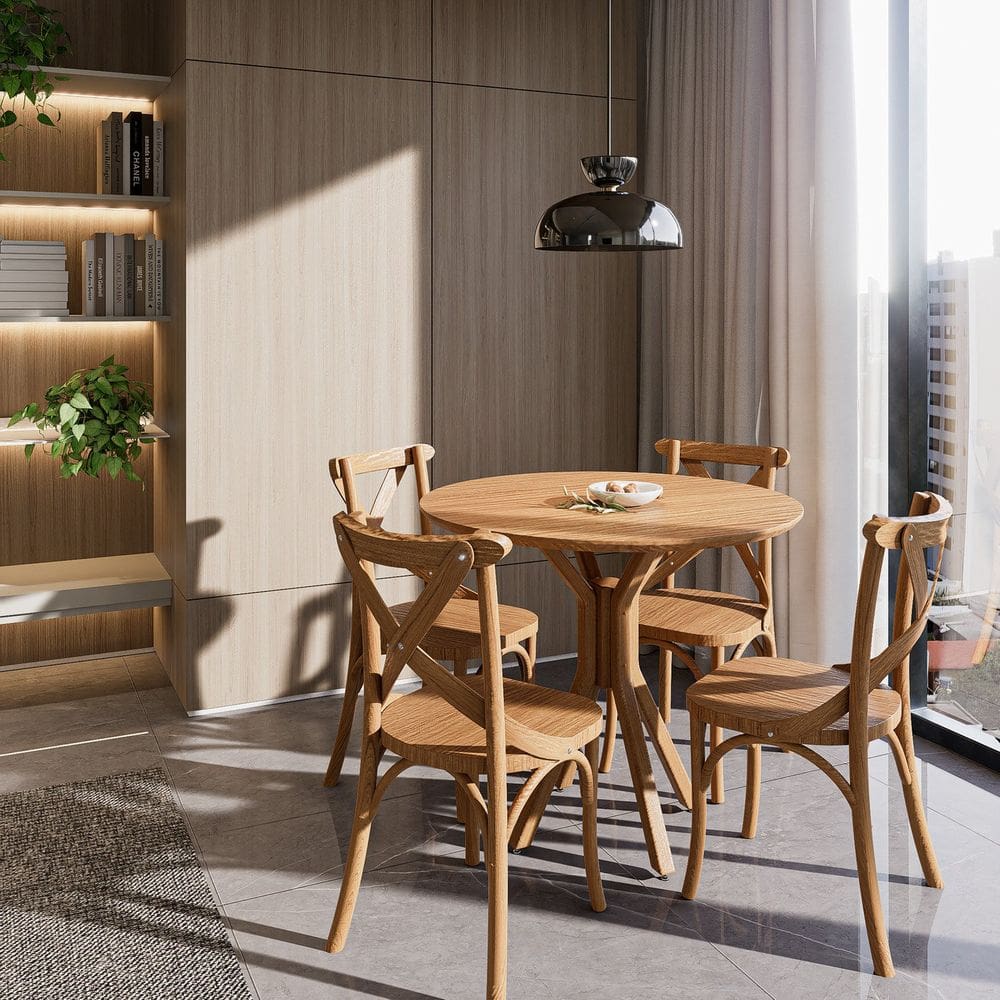 Conjunto Mesa Lisboa com 4 Cadeiras X Texas Nozes Nozes