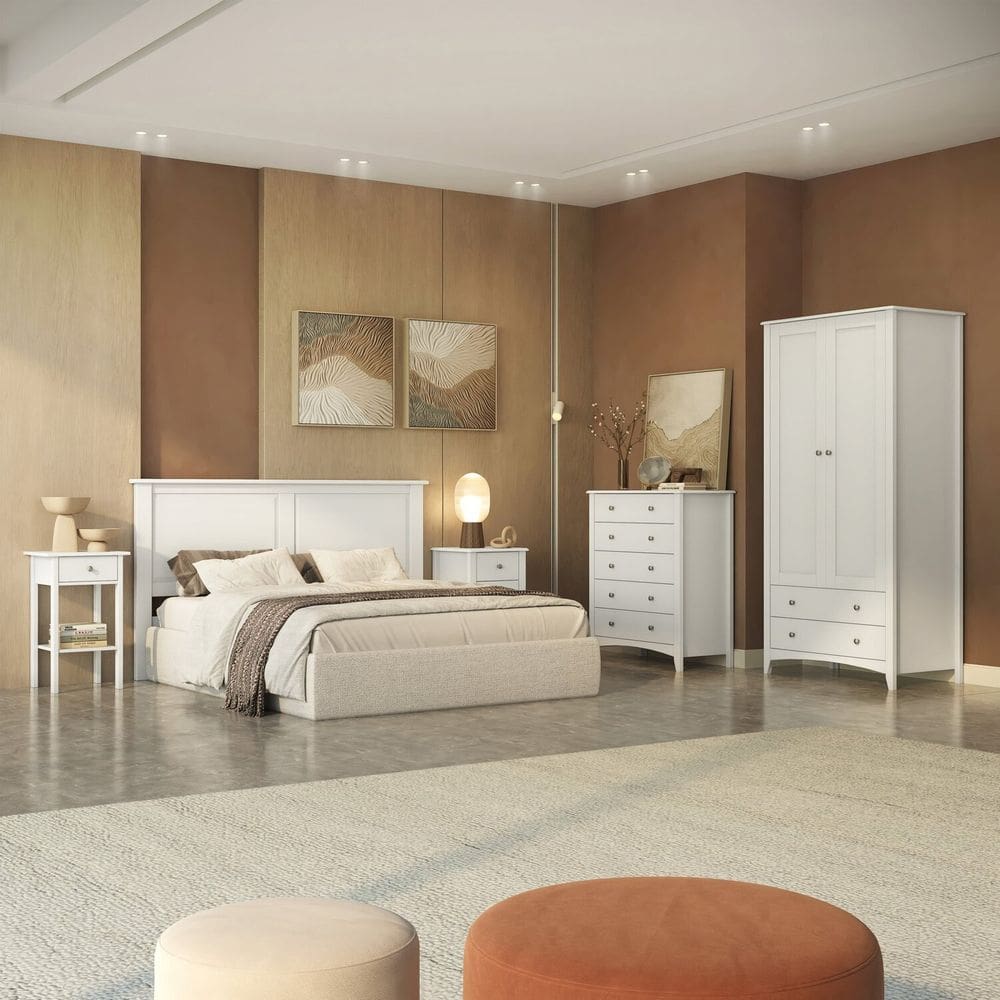 Cômoda em Mdf 5 Gavetas - Olivia 40cm X 80,1 Cm X 94,6 Cm Branco