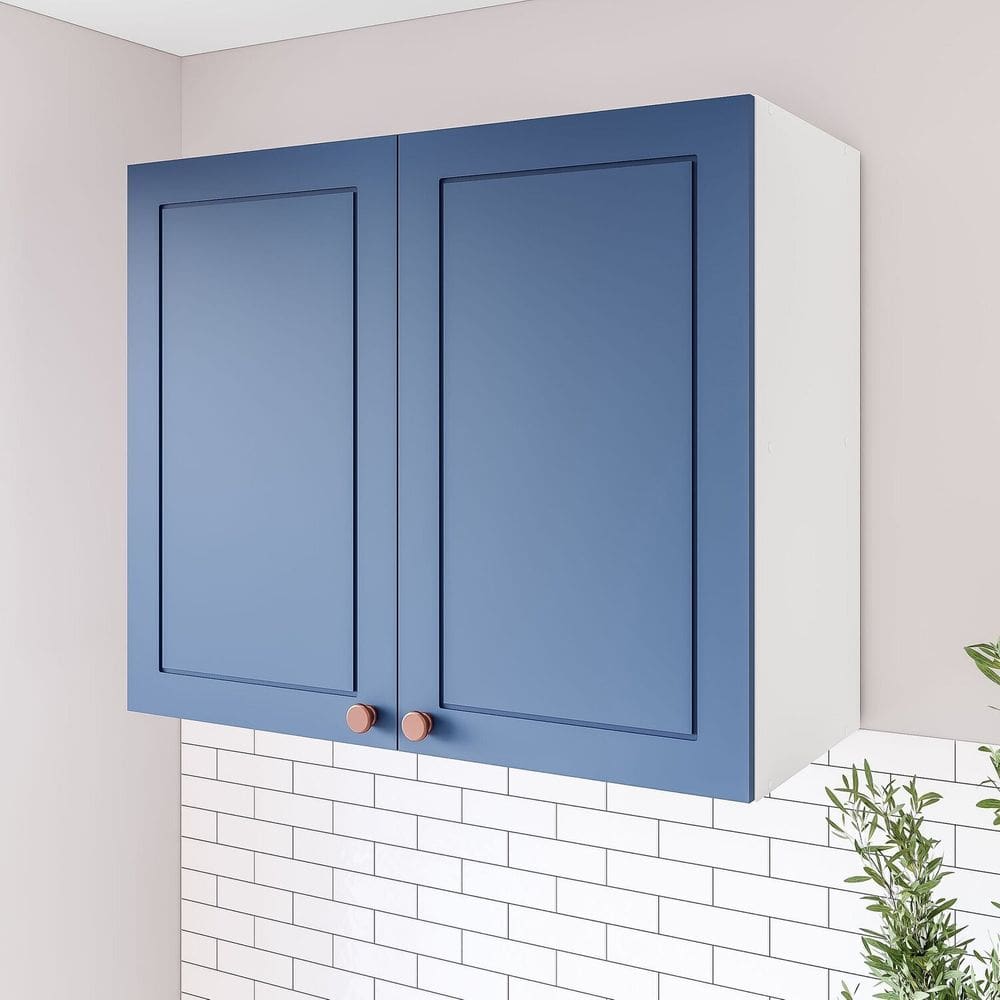 Armário Aéreo 2 Portas 80 Cm Pérola Yescasa Branco/Azul