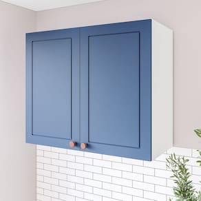 Armário Aéreo 2 Portas 80 Cm Pérola Yescasa Branco/Azul