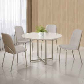 Conjunto Sala de Jantar Mesa com 4 Cadeiras California Champagne/ Marrom