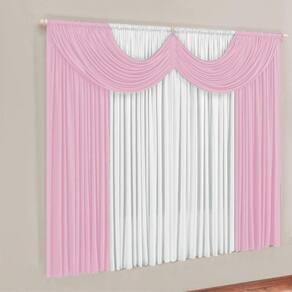 Cortina Montreal 2 Mts Em Malha Janela Sala Quarto Rosa