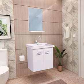 Gabinete de Banheiro com Espelheira Kit Brasilia 45cm Branco
