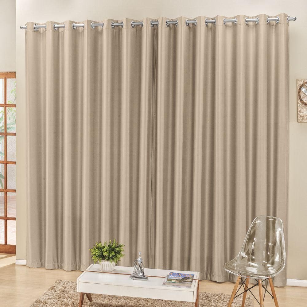 Cortina 2 Mts Sala Quarto Escritório Semiblackout Para Varão Bege