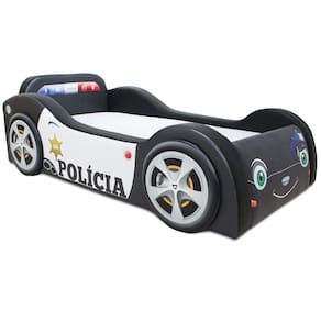 Mini Cama Baby Policia Com Rodas Sobrepostas Estofada Tamanho:mini