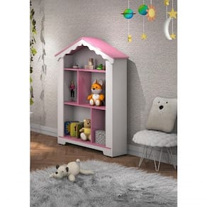 Estante Princesa Com Nichos E Prateleiras Branco/rosa - Vitamov