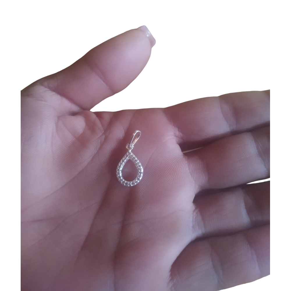 Pingente Gota Com Pedras de Zircôna de Prata Legítma 925