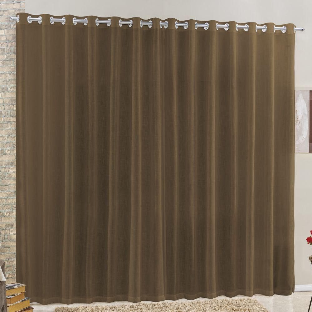 Cortina 2 Mts Sala Quarto Voal E Linho Para Trilho Suisso Barata Tabaco