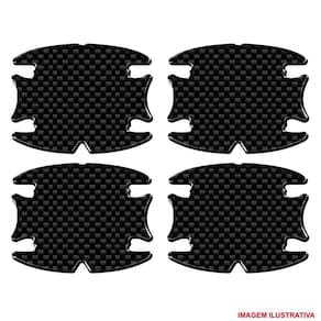 Jogo Adesivo Protetor Maçaneta Carro Resinado Preto Carbon Preto