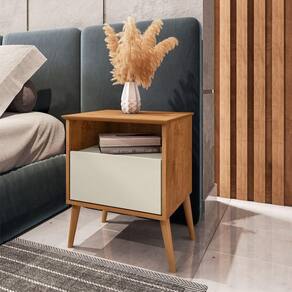 Mesa De Cabceira Retro Liverpool Naturalle Off White